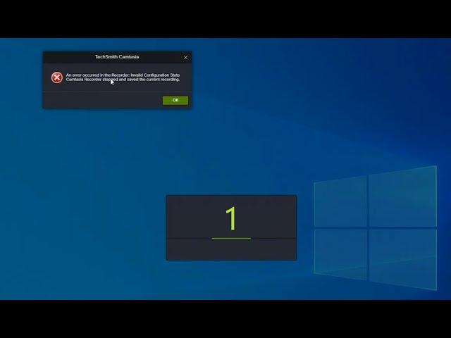 Camtasia Studio 9 - An Error Occurred in the Recorder - Solve