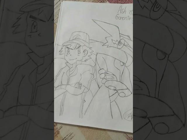 ASH AND GRENINJA DRAWING#pokemon #greninja #Ash #xy series #yaar tera superstar song. .