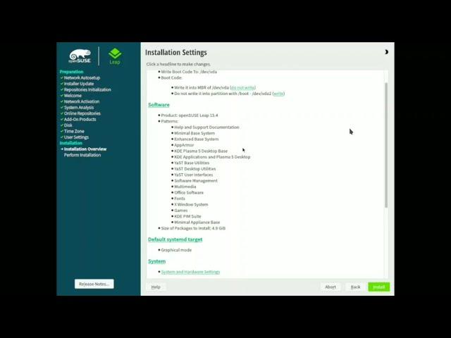 Installation of Opensuse Leap 15.4