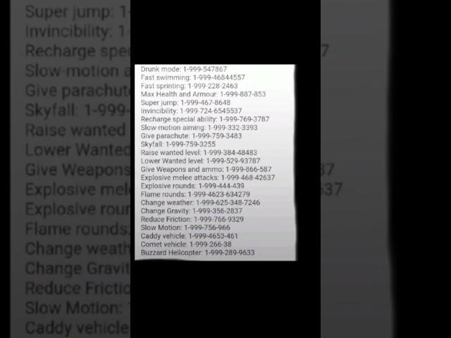 All gta 5 number cheat codes for story mode #gta #gta5