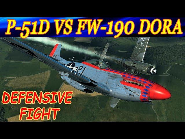 P-51D-15 Mustang vs FW-190 D-9. Defensive fight. Combat box server.