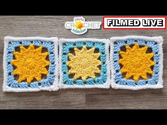Little Sun Granny Square 6"  Jayda InStitches Live CAL   May 12, 2025