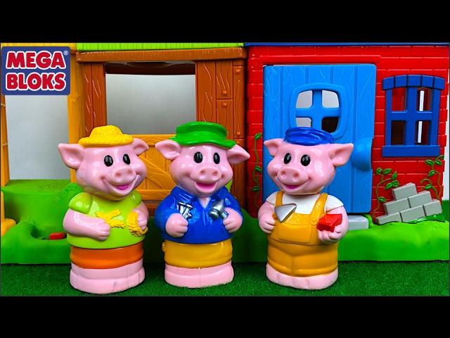 EL CUENTO DE LOS TRES CERDITOS Y EL LOBO -THE THREE LITTLE PIGS STORY- CON SONIDOS DE  MEGA BLOKS