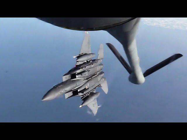KC-135 Stratotanker in Action - Aircraft Air Refueling