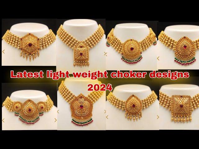 light weight choker gold necklace/latest choker necklace designs 2024/choker necklace designs/temple