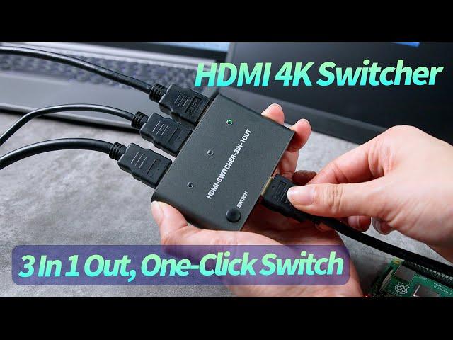 Waveshare HDMI 4K Switcher, 3 In 1 Out, One-Click Switch