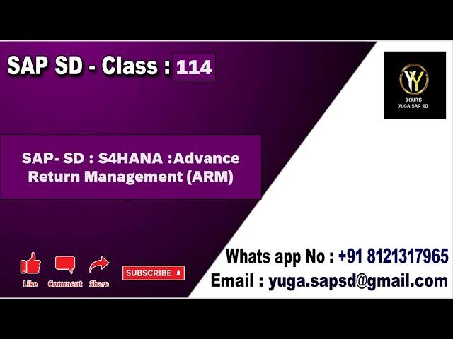 Class no 114: S4HANA: Advance Return Management (ARM) || Your's Yuga SAP SD