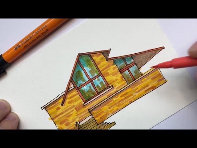 Midcentury House - Postcard Sketch