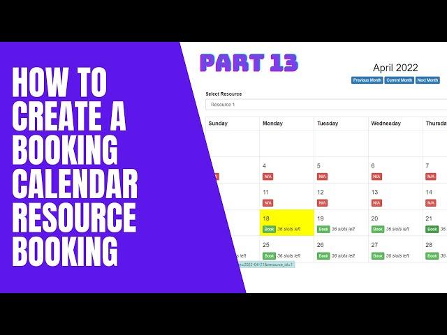 How to create a booking calendar | multiple resources | php mysql | Part 13