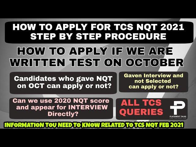 How To Apply for TCS NQT 2021 February again if you are Given Test On OCT 2020 and Not Selected #TCS