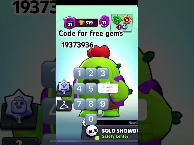 Code for free gems #brawlstars #brawl