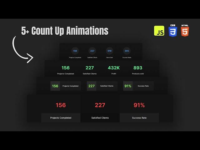 5+ Number Count Up Designs From Scratch   HTML, CSS, JavaScript