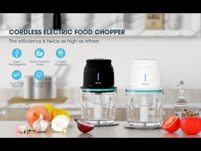 Electric Cordless Food Chopper, Olrid Mini Food Processor with 2.5 Cup BPA Free Glass Bowl