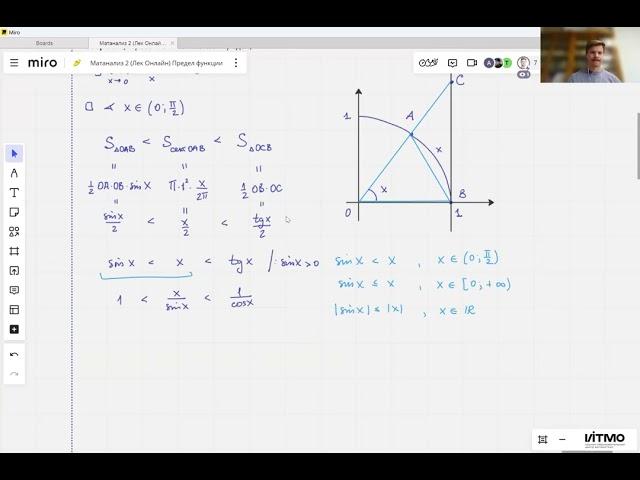 § 3.15 Первый замечательный предел | Лекция 7 | Правдин К.В. | НОЦМ ИТМО