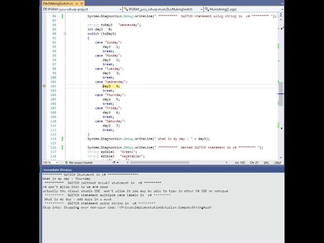@ipgrayspace : CodingJoys - Shorts - C# Switch - Debug Mode