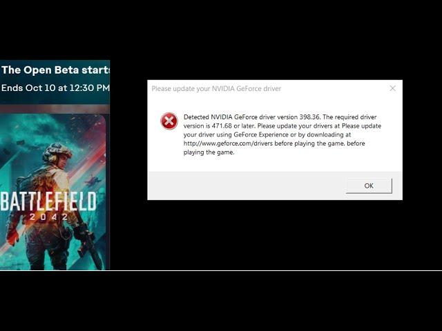 Fix Battlefield 2042 Error Detected NVIDIA Driver Version The Required Driver Version Is 471.68