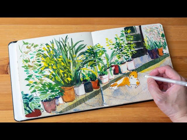 Sketching Plants with Mixed Media (timelapse tutorial)