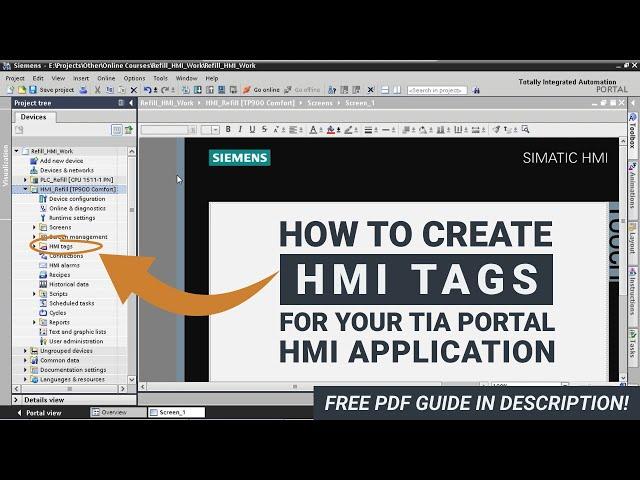 How to Create HMI TAGS for your TIA HMI Application (TIA Portal Course)