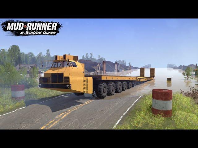 Spintires MudRunner MAZ 7907 World's Longest Truck Driving Through The Flood