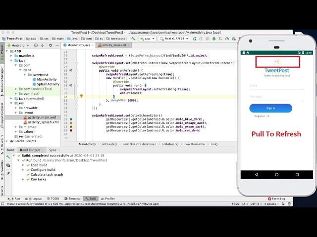 Add Pull to Refresh in The App || Convert Website Into Android App Part 7 || Android Studio