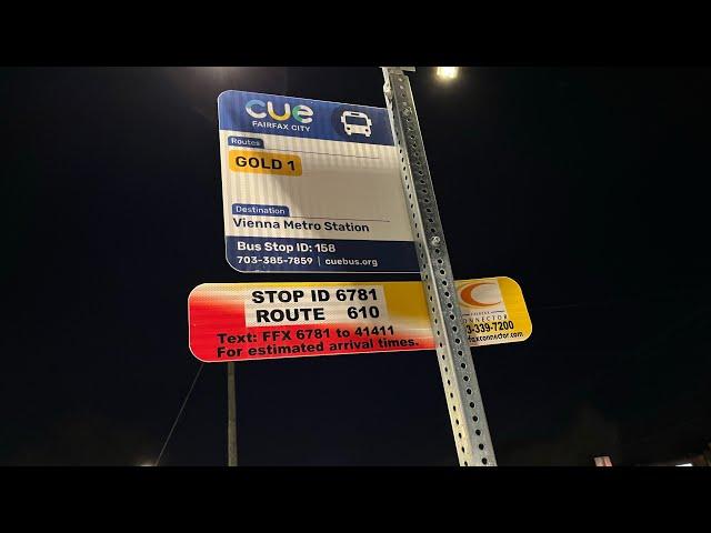 NEW - NO MONEY! Fairfax City “CUS” Bus Ride, #838 On Route Gold 1 - 2025 - Main St to Gainsborough