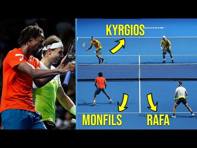 Tennis "Craziest" Doubles Match You've NEVER Seen Before! (Nadal & Monfils Facing Nick Kyrgios)