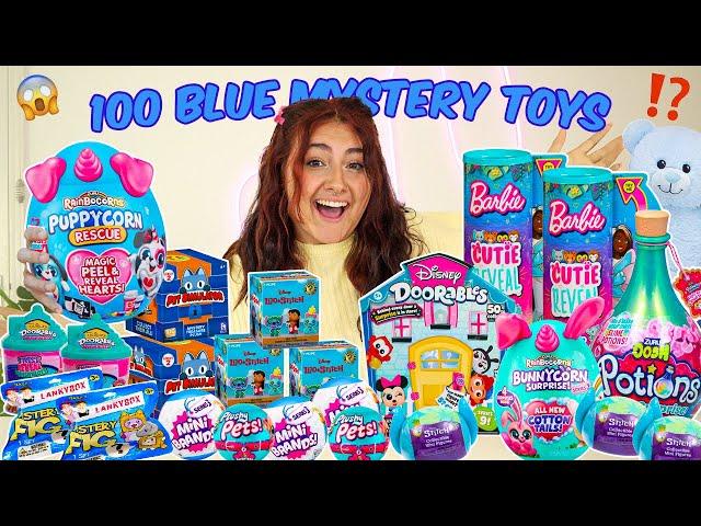 Unboxing 100 *BLUE* Mystery toys!! *RARE FINDS*