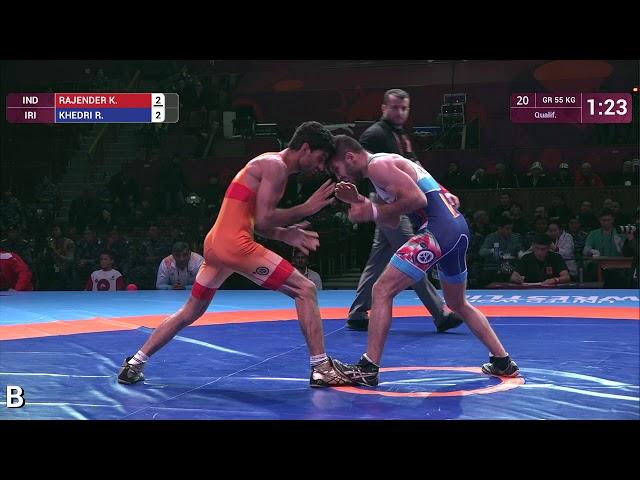 Qual. GR - 55 kg: K. RAJENDER (IND) v. R. KHEDRI (IRI)