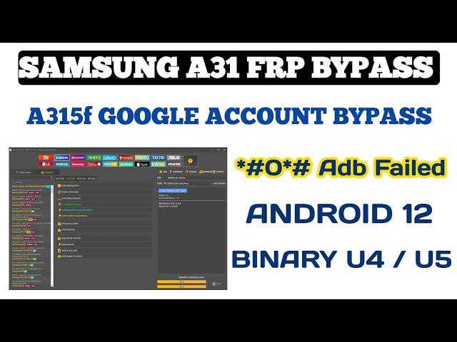 Samsung A31 Frp Bypass Android 12 Adb Enable Failed || A315f Frp Bypass Unlocktool