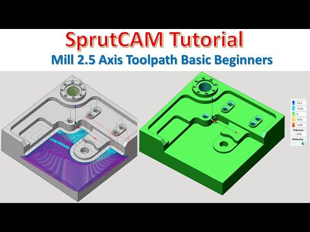 SprutCAM Tutorial #64 | Milling 2.5 Axis Basic Beginnners Toolpath Machining