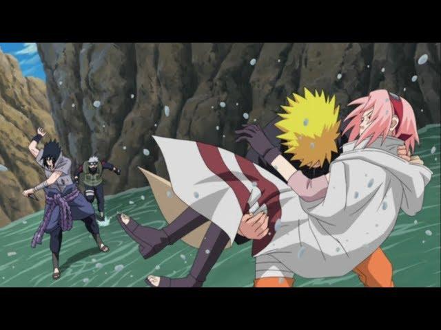 Kakashi and Naruto saves Sakura from Sasuke after he tries to kill her twice - HD