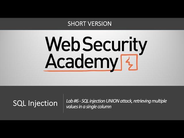 SQL Injection - Lab #6 SQL injection UNION attack, retrieving multiple values in a single column