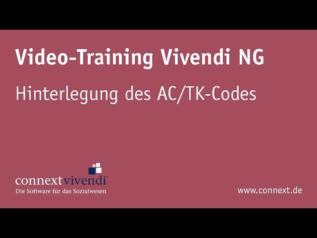 Hinterlegung des AC/TK-Codes in Vivendi NG