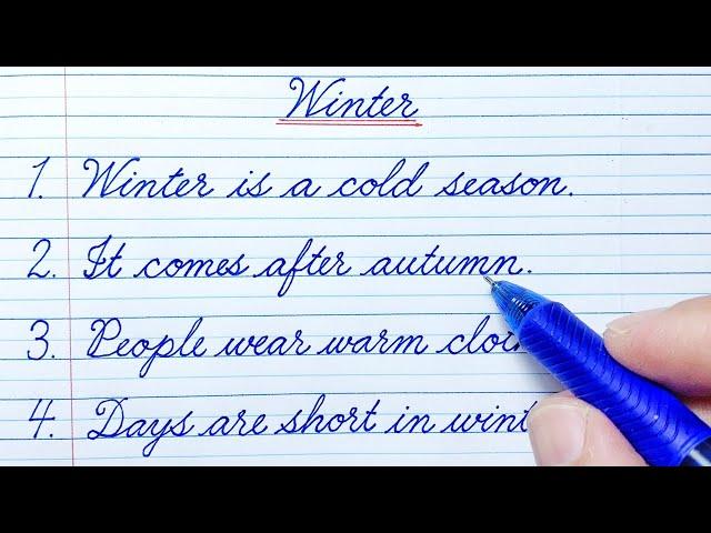 10 Lines Essay on Winter | Cursive Writing | English Writing | Cursive Handwriting Practice | How to