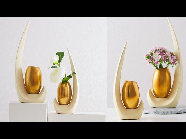 How To Make Decorative Flower Vase | Unique Cement vase Idea