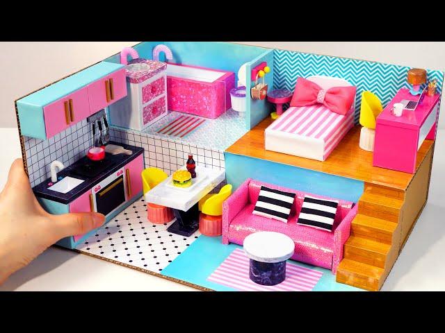 DIY Miniature Cardboard House #29   bathroom, kitchen, bedroom, living room for a family