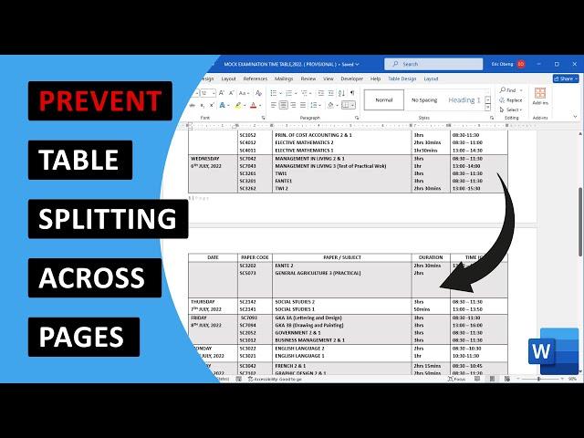 How to Prevent a Table Row from Breaking Across Pages in Microsoft Word