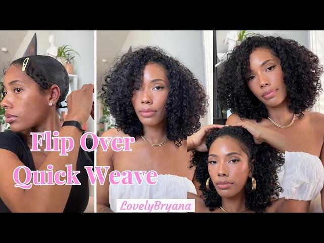 Flip Over Quick Weave: Minimal Leave-out | CurlsQueen 3a/3b Water Curly