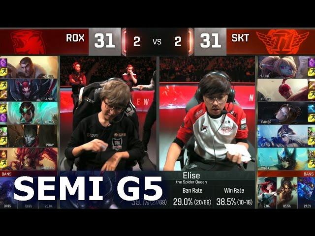 SKT vs ROX - Game 5 Semi Finals Worlds 2016 | LoL S6 World Championship SK Telecom T1 vs Rox Tigers