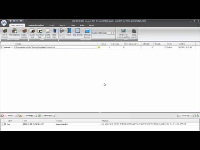 Basic video course: ZennoPoster. Execution of templates