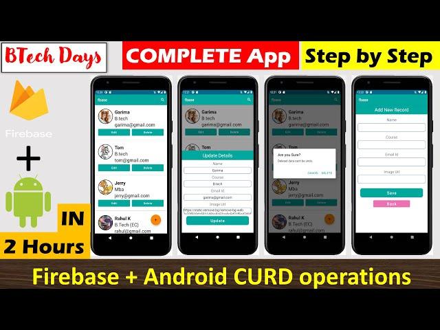 Firebase CURD operations Android | Firebase Add Update Delete Search and Display in Android