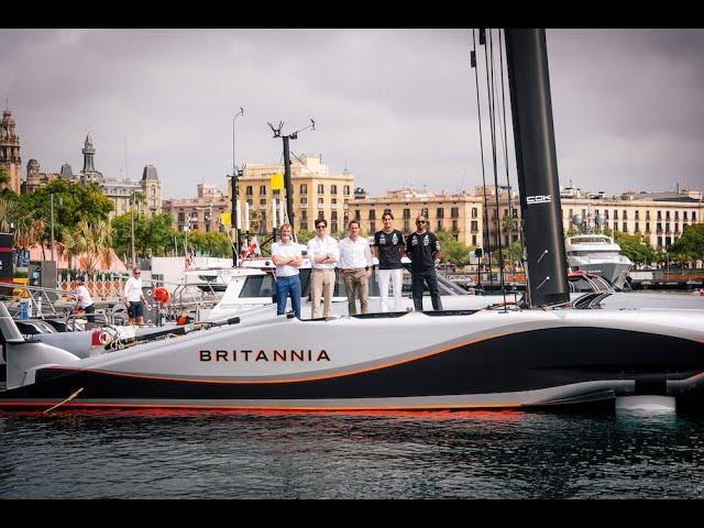 Toto Wolff, Lewis Hamilton, & George Russell Visit INEOS Britannia in Barcelona