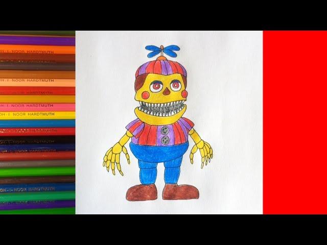 How to draw Nightmare Balloon Boy, FNAF, Как нарисовать Кошмарного Балунбоя