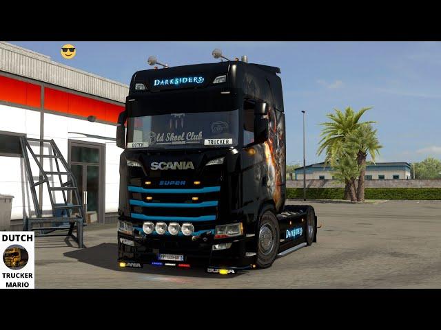 dutch trucker mario ets 2 Scania S 2016 DarkSiders Skin open pipe mod is private