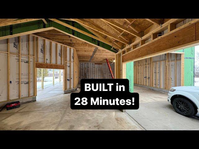 28 Minute modern GARAGE BUILD // Time Lapse // Garage Build Ep. 11