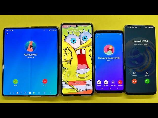 Incoming Call Social App Telegram Samsung S9 vs Huawei Y90 + OppO Find N2 + Z Fold