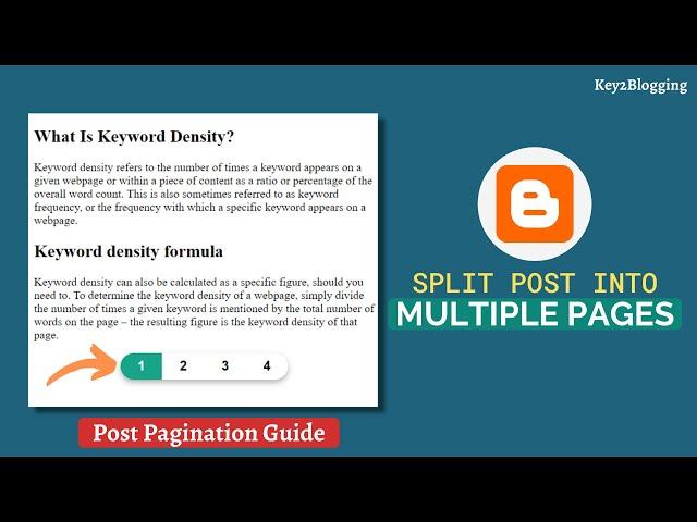 How to split a long blog post into multiple Pages - Post Pagination in Blogger