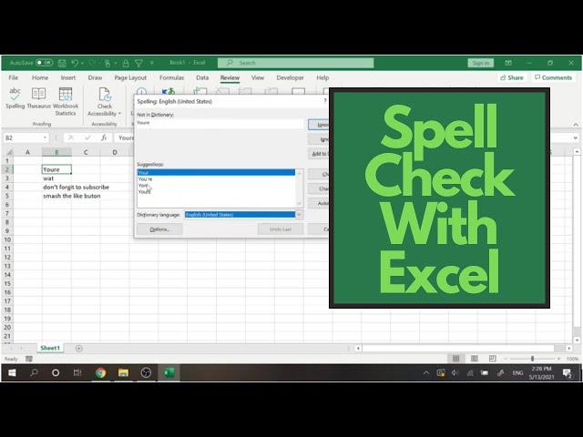 How To Use Spell Check In Excel