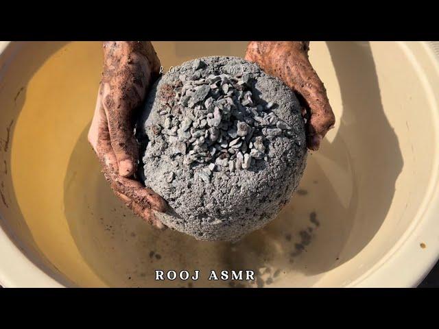 Sunkissed Series(Part-7)️️Gritty Charcoal Concrete Dry Floor + Water Crumbles with messy hands