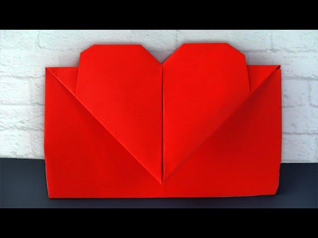 Origami HEART ENVELOPE. How to make an envelope from A4 paper without glue for money